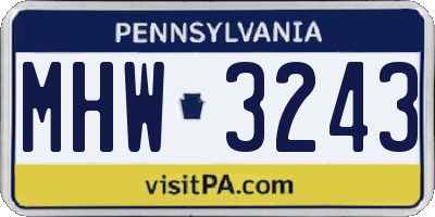 PA license plate MHW3243