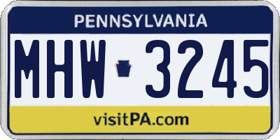PA license plate MHW3245