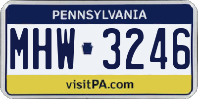 PA license plate MHW3246
