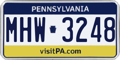 PA license plate MHW3248