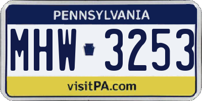 PA license plate MHW3253
