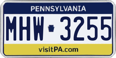 PA license plate MHW3255