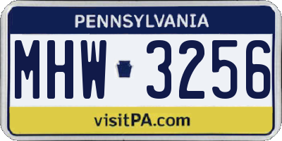PA license plate MHW3256