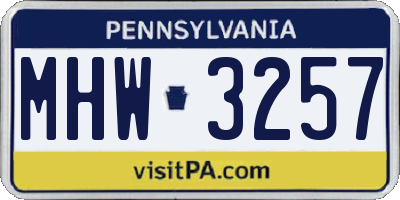 PA license plate MHW3257