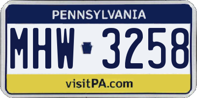PA license plate MHW3258