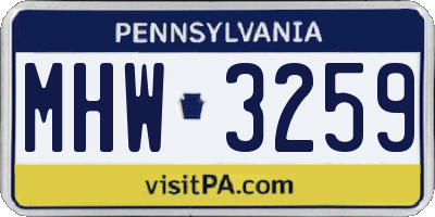 PA license plate MHW3259