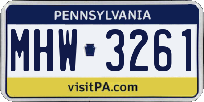 PA license plate MHW3261