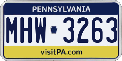 PA license plate MHW3263
