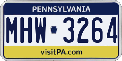 PA license plate MHW3264
