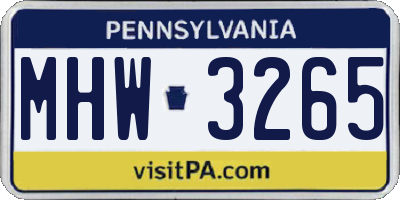 PA license plate MHW3265