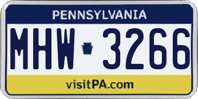 PA license plate MHW3266