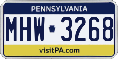PA license plate MHW3268