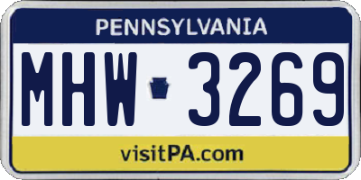 PA license plate MHW3269