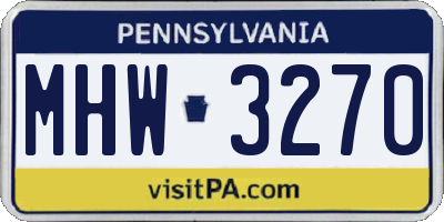 PA license plate MHW3270