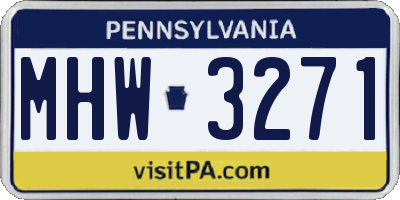 PA license plate MHW3271