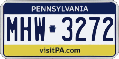 PA license plate MHW3272