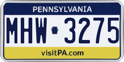PA license plate MHW3275