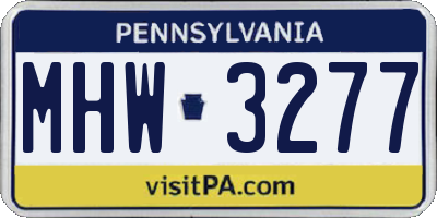 PA license plate MHW3277