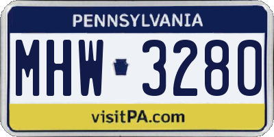 PA license plate MHW3280