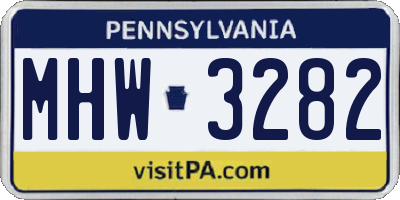 PA license plate MHW3282