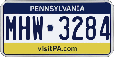 PA license plate MHW3284