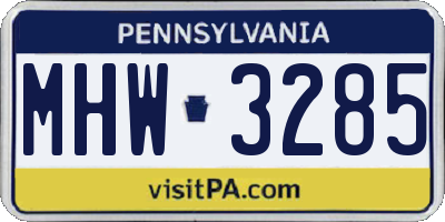PA license plate MHW3285