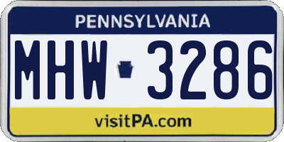 PA license plate MHW3286