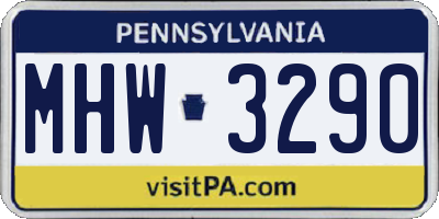 PA license plate MHW3290
