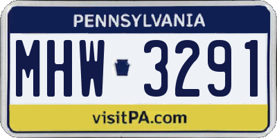 PA license plate MHW3291