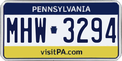 PA license plate MHW3294