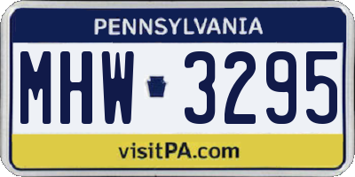 PA license plate MHW3295