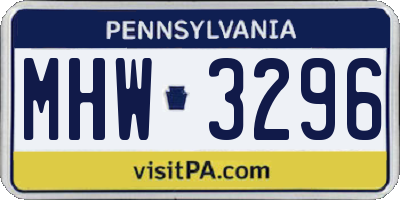 PA license plate MHW3296