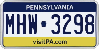 PA license plate MHW3298