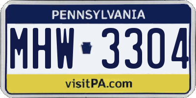 PA license plate MHW3304