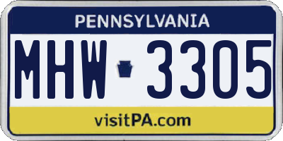 PA license plate MHW3305