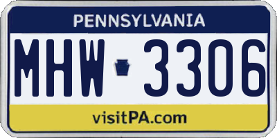 PA license plate MHW3306