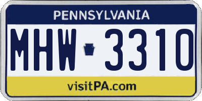 PA license plate MHW3310