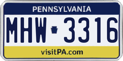 PA license plate MHW3316