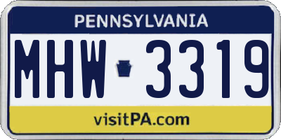 PA license plate MHW3319