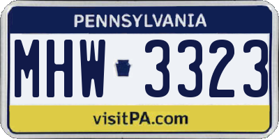 PA license plate MHW3323
