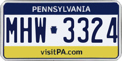 PA license plate MHW3324