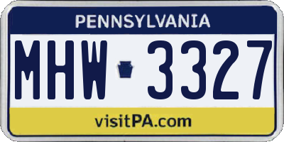 PA license plate MHW3327