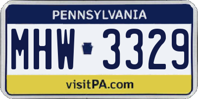 PA license plate MHW3329