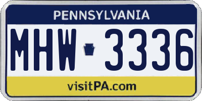 PA license plate MHW3336