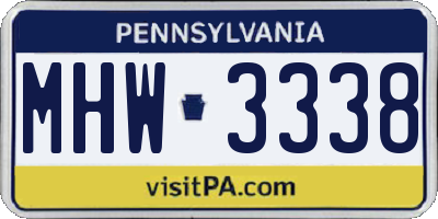 PA license plate MHW3338