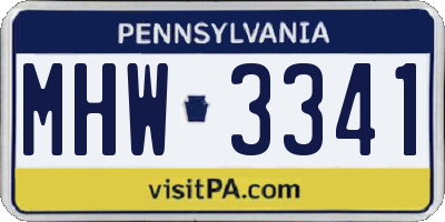 PA license plate MHW3341