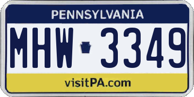 PA license plate MHW3349