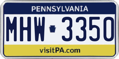PA license plate MHW3350