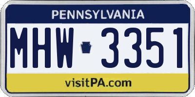PA license plate MHW3351