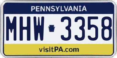 PA license plate MHW3358